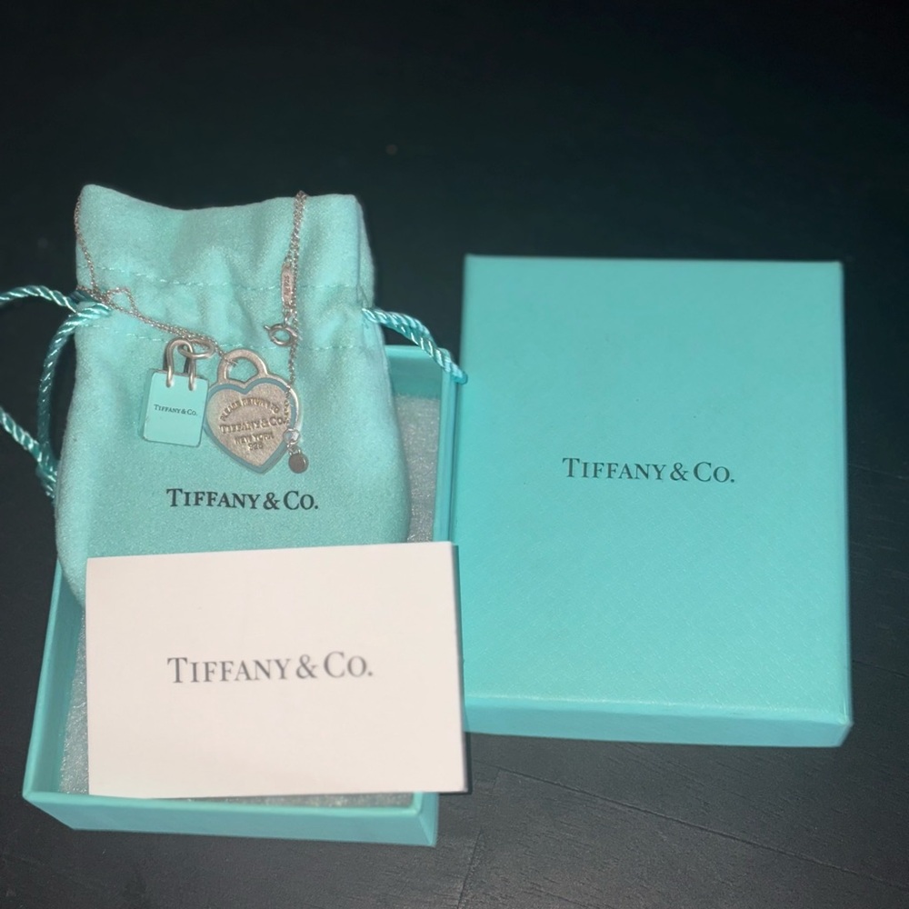 Tiffany & Co. Silver Heart Necklace with 2 charms
